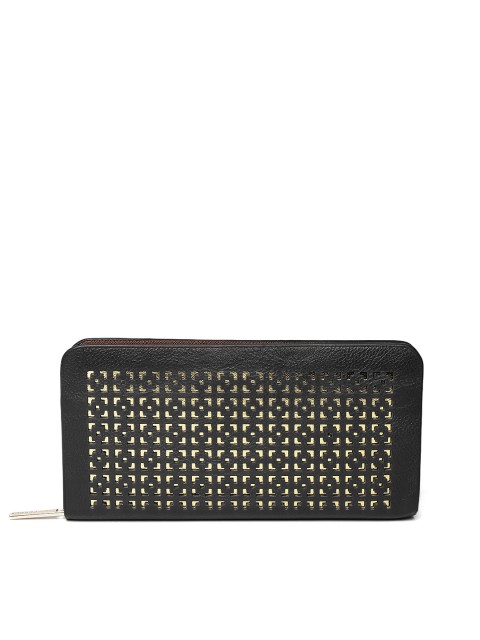 

Lino Perros Women Black Cut-Out Zip-Around Wallet