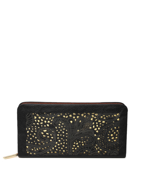 

Lino Perros Women Black Cut-Out Zip-Around Wallet