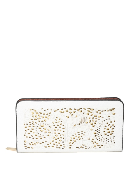 

Lino Perros Women White Cut-Out Zip-Around Wallet