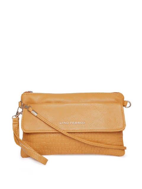 

Lino Perros Mustard Yellow Croc Patterned Sling Strap