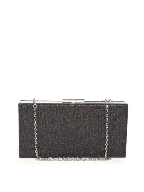 

Lino Perros Black Shimmer Box Clutch with Chain Strap
