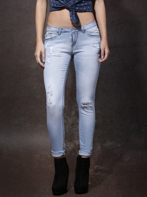 

Roadster Women Blue Skinny Fit Mildly Distressed Stretchable Jeans