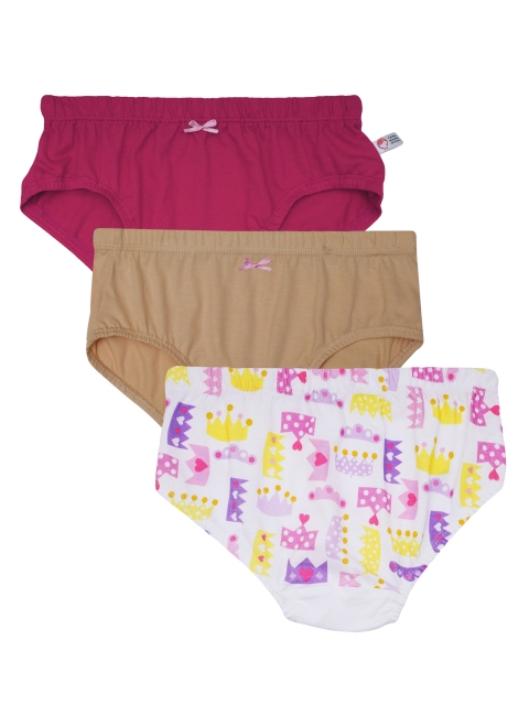 

DChica Girls Pack Of 3 Printed Cotton Basic Briefs DCPNJU6922, Fuchsia