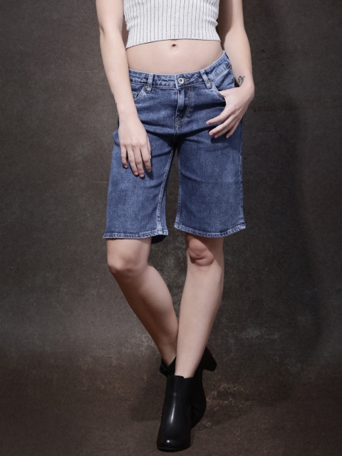 

Roadster Women Blue Washed Regular Fit Denim Shorts