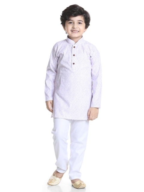 

Kidling Boys Purple Printed Pure Cotton Kurta with Pyjamas