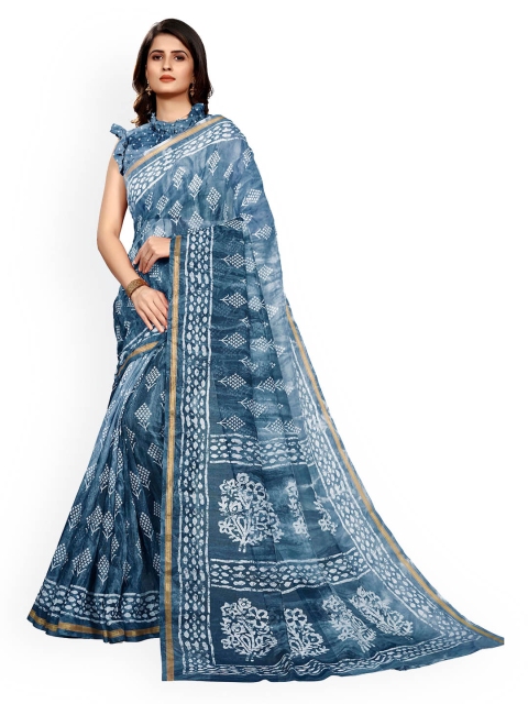 

KALINI Blue & White Batik Saree
