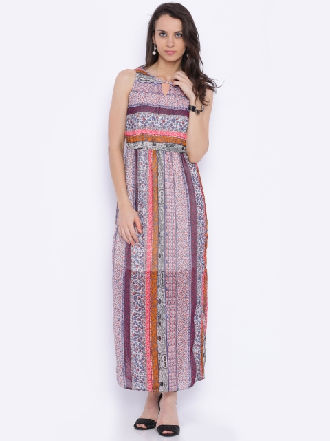 

109F Women Multicolour Printed Polyester Maxi Dress, Multi