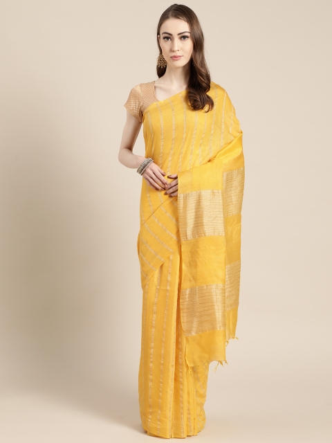 

swatika Yellow & Golden Woven Design Muga Handloom Saree