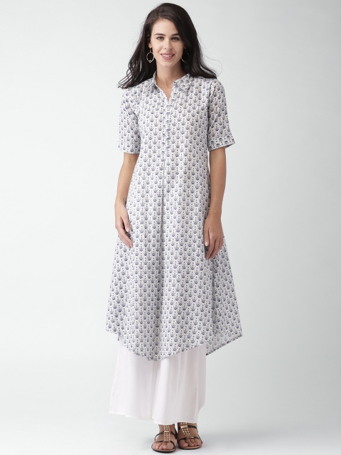 

GERUA White Printed A-Line Kurta