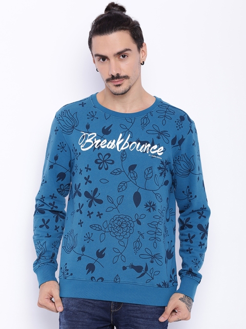 

Breakbounce Men Blue Printed Sweatshirt