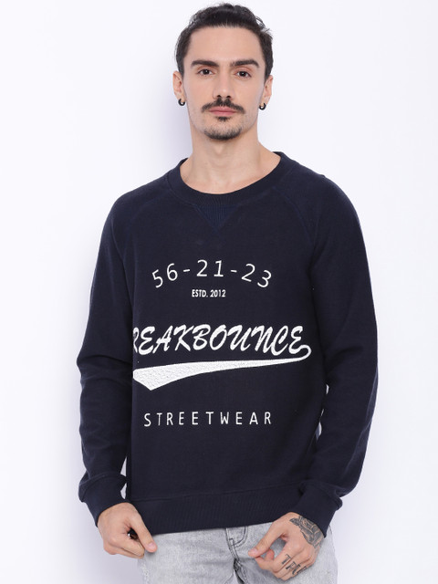 

Breakbounce Navy Printed Sweatshirt, Navy blue
