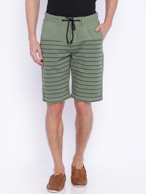

Breakbounce Green Striped Slim Fit Chino Shorts
