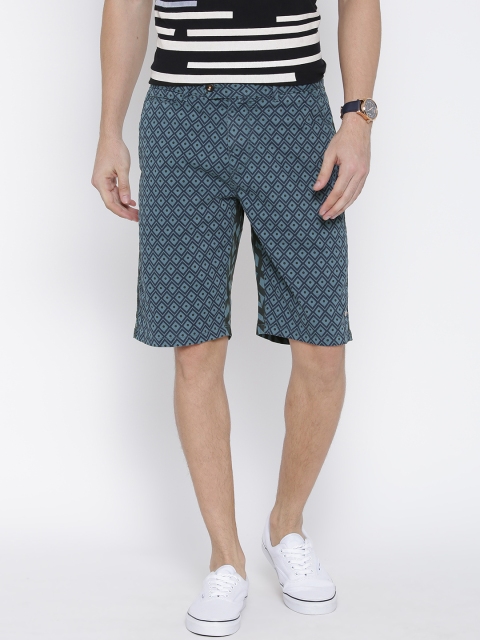 

Breakbounce Men Blue Printed Slim Chino Shorts