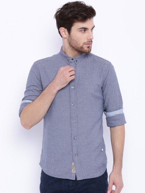 

Breakbounce Men Blue Slim Fit Self Design Casual Shirt