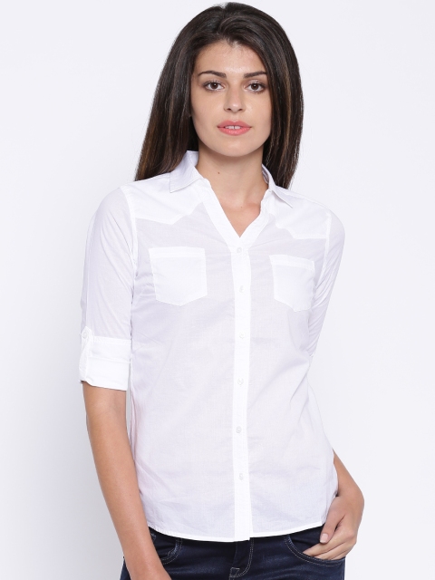 

U.S. Polo Assn. Women Women White Solid Casual Shirt