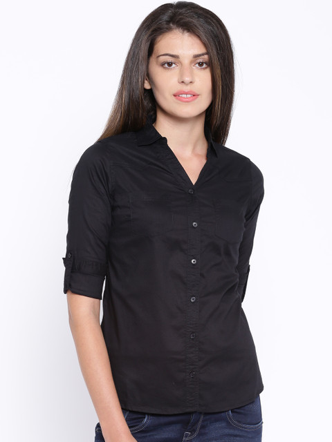 

U.S. Polo Assn. Women Women Black Solid Casual Shirt
