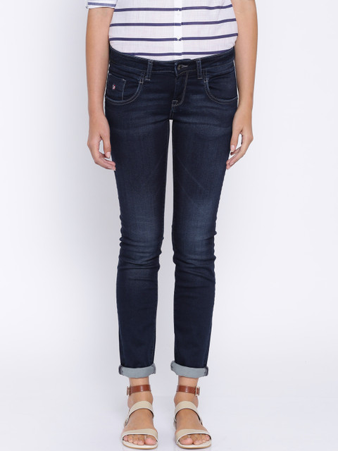 

U.S. Polo Assn. Women Women Navy Skinny Fit Mid-Rise Jeans, Navy blue