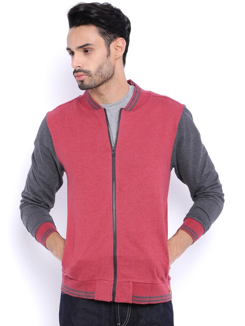 

Campus Sutra Maroon & Grey Bomber Jacket