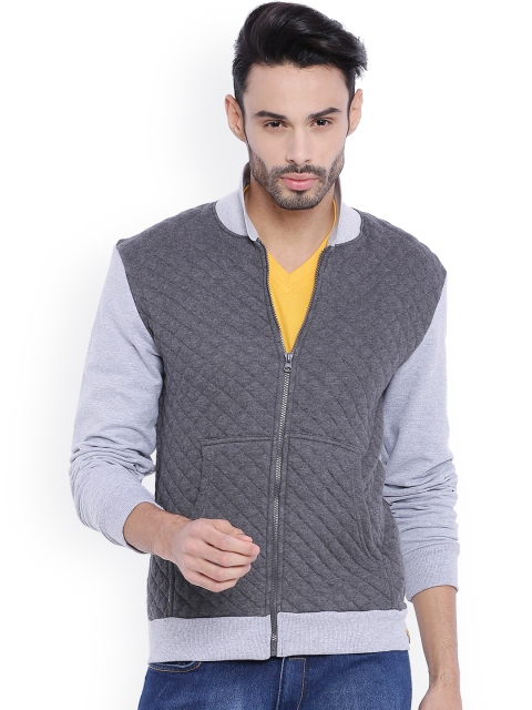 

Campus Sutra Grey Quilted Jacket