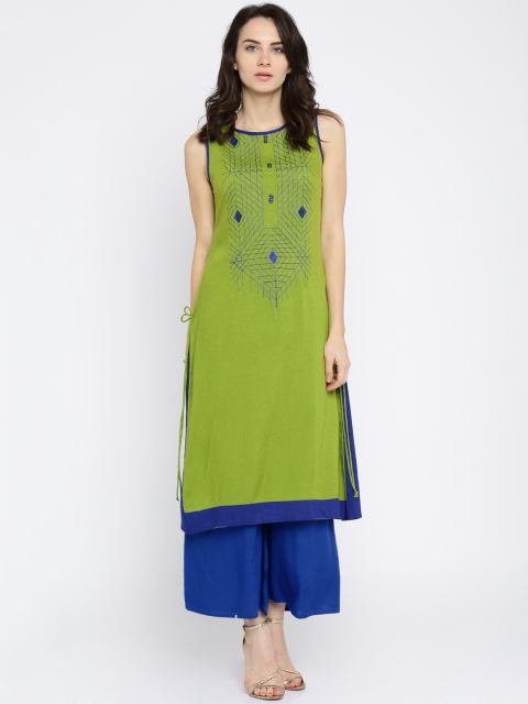 

Moda Rapido Women Green & Blue Embroidered Kurta