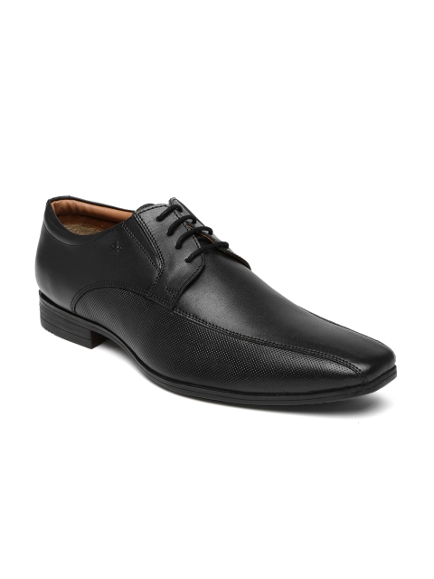 

Arrow Men Black Harry Square-Toed Perforated Genuine Leather Derby Shoes