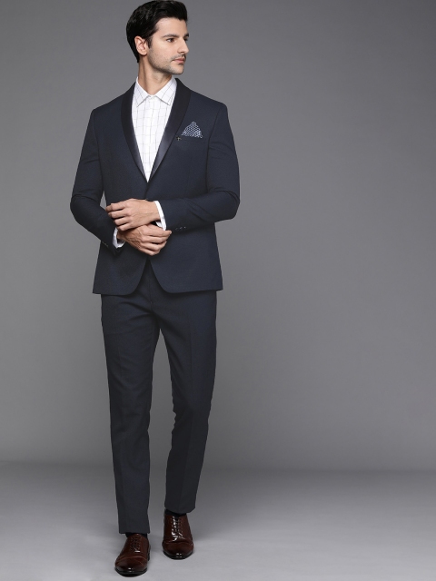 

Theme Men Navy Blue Solid Tuxedo Suits