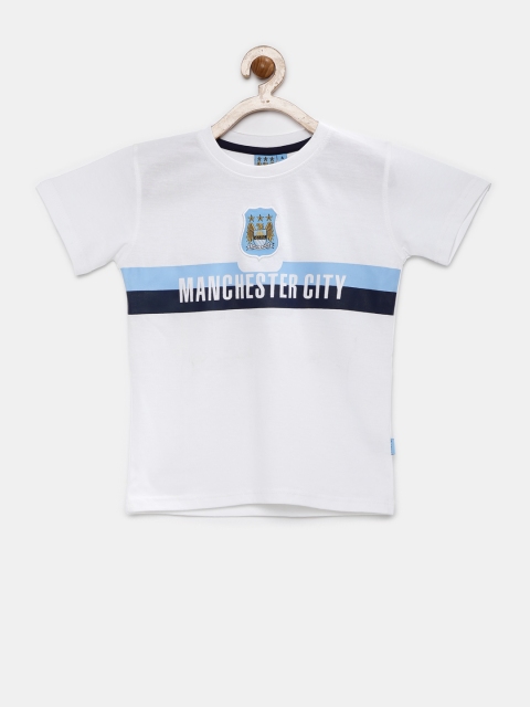 

Manchester City FC Boys White Printed Pure Cotton T-shirt