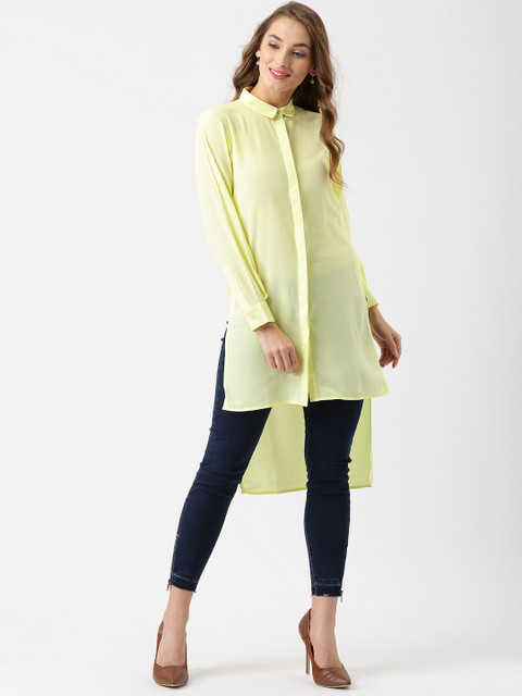 

Marie Claire Women Yellow Solid Longline Tunic Shirt