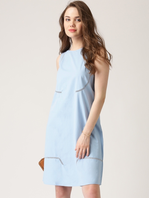 

Marie Claire Women Blue Solid A-Line Dress