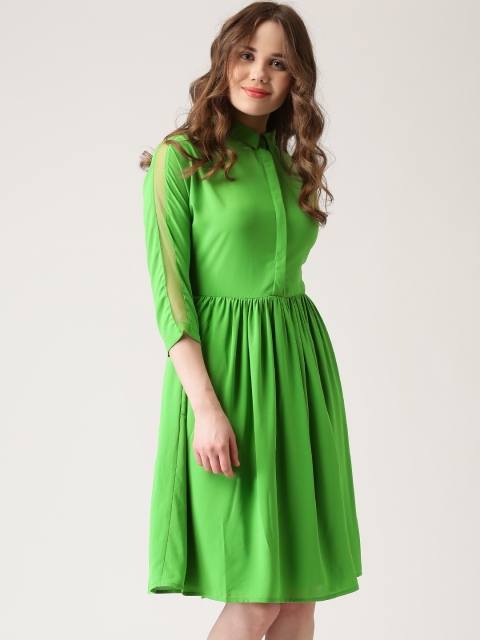 

Marie Claire Women Green Solid Fit & Flare Dress