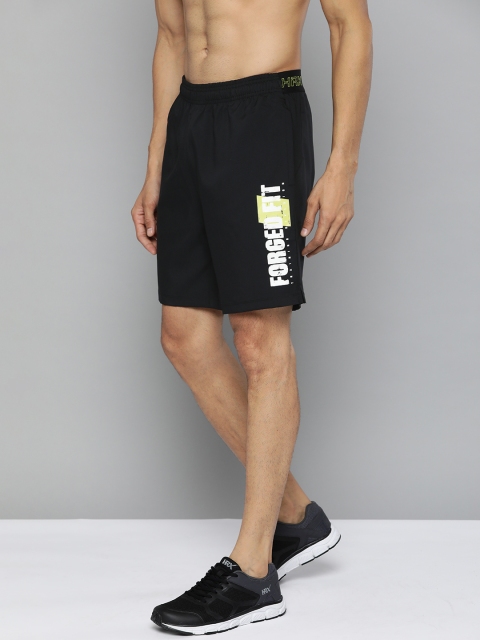 

HRX by Hrithik Roshan Men Black Printed Training or Gym Rapid-Dry Sports Shorts