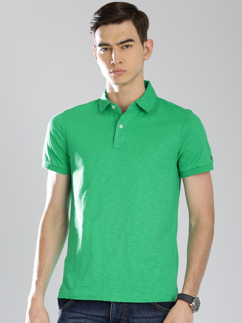 

Tommy Hilfiger Men Green Solid Polo T-Shirt