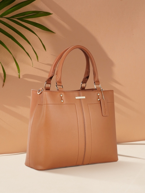 

Forever Glam by Pantaloons Tan Leather Structured Handheld Bag