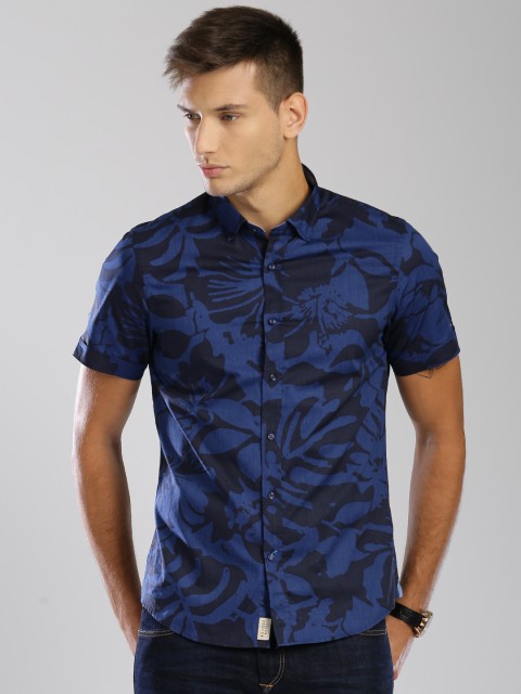 

Tommy Hilfiger Men Navy Slim Fit Printed Casual Shirt, Navy blue