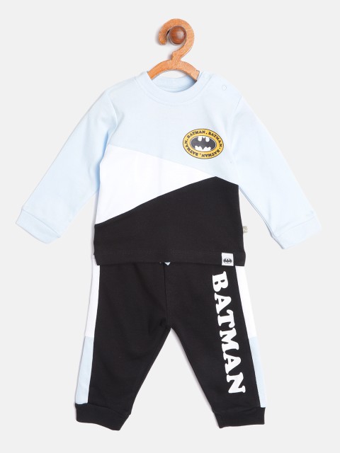 

Moms Love Infant Boys Blue & Black Cotton Colourblocked T-shirt with Pyjamas