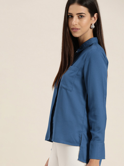 

her by invictus Women Blue Solid Casual Shirt