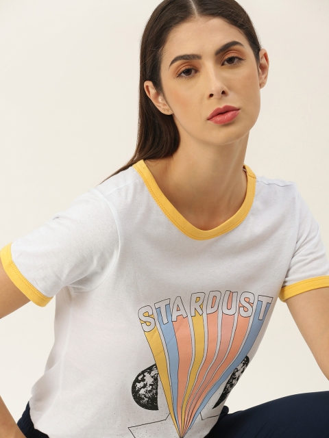 

Koton Women White Printed Pure Cotton T-shirt