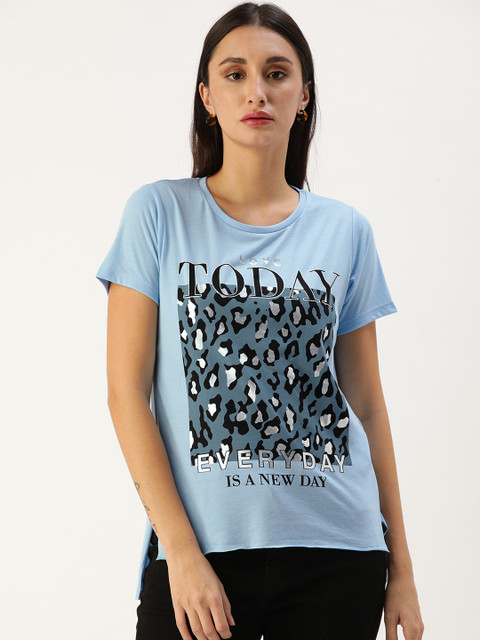 

Koton Women Blue Typography Printed T-shirt