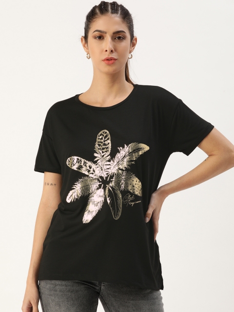 

Koton Women Black Printed T-shirt
