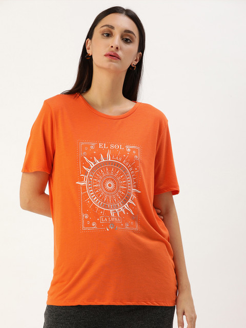 

Koton Women Orange Printed T-shirt