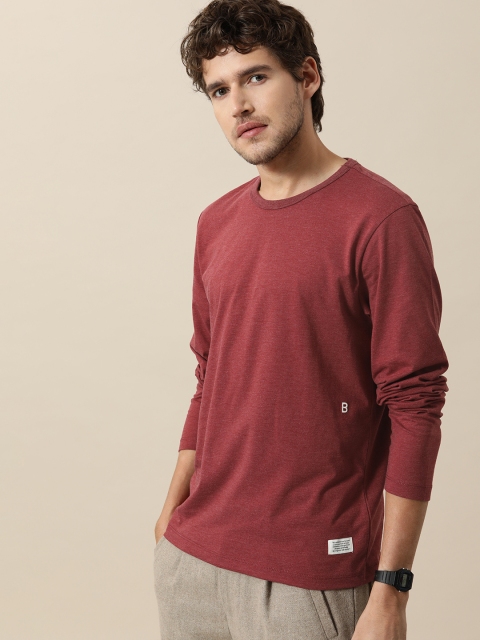 

Mr Bowerbird Men Maroon Solid Tailored Fit T-shirt