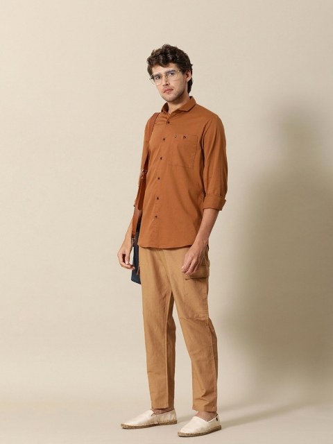 

Mr Bowerbird Men Rust Brown Tailored Fit Opaque Casual Shirt