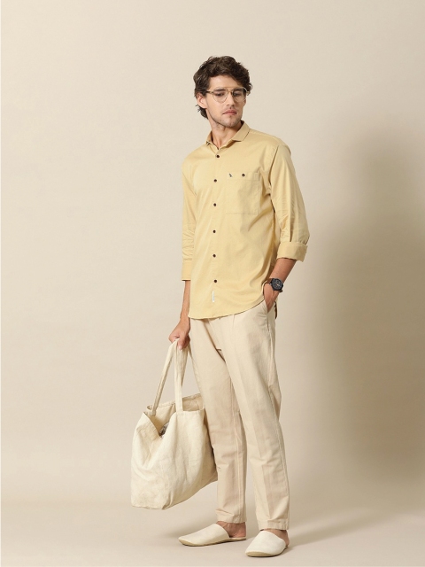 

Mr Bowerbird Men Beige Tailored Fit Opaque Casual Shirt