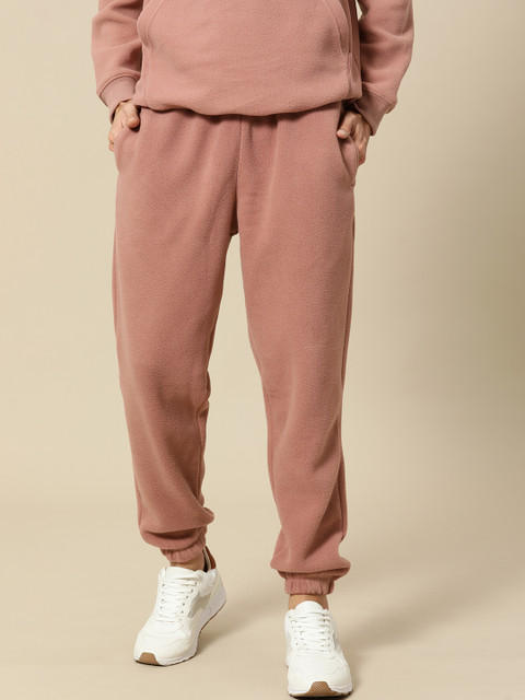 

Mr Bowerbird Men Rust Pink Solid Fleece Joggers