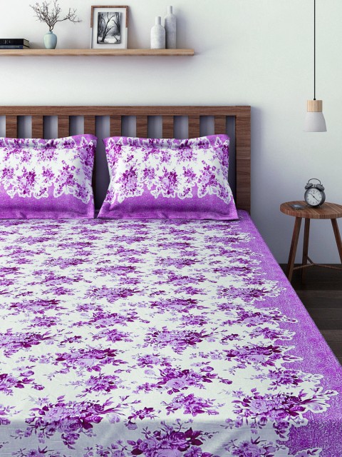 

SWAYAM Purple 210 TC Polycotton Double Bedsheet with 2 Pillow Covers