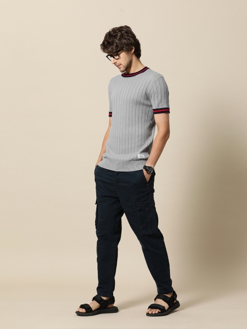 

Mr Bowerbird Men Grey Striped T-shirt