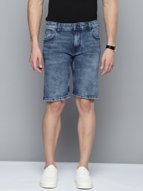 

Indian Terrain Men Blue Washed Slim Fit Mid-Rise Regular Shorts