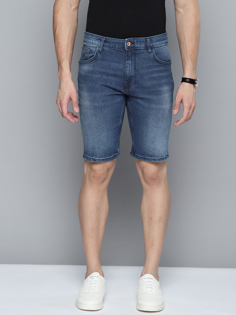 

Indian Terrain Men Blue Washed Slim Fit Mid-RiseRegular Shorts