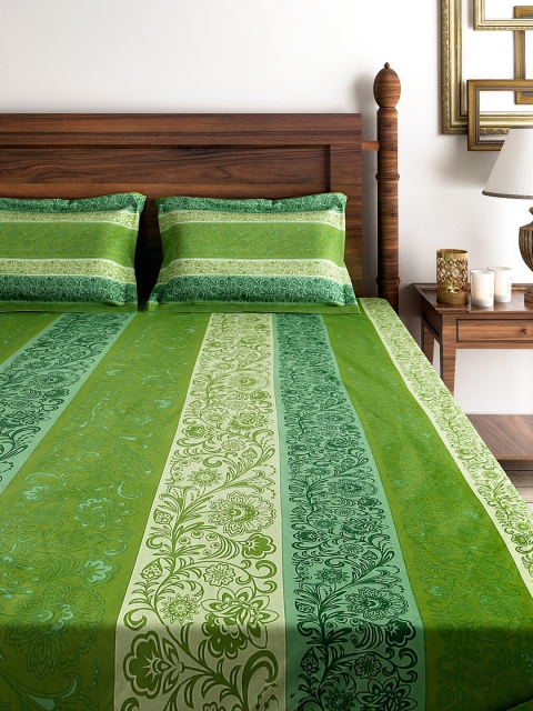 

SWAYAM Green 210 TC Fine Cotton Double Bedsheet with 2 Pillow Covers