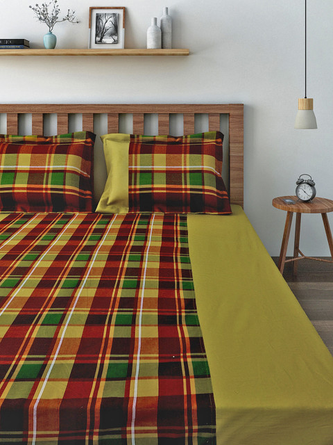 

SWAYAM Multicoloured 180 TC Fine Cotton Double Queen Bedsheet with 2 Pillow Covers, Multi